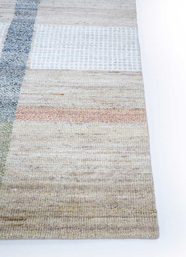 blythe beige and brown wool hand knotted Rug - Corner