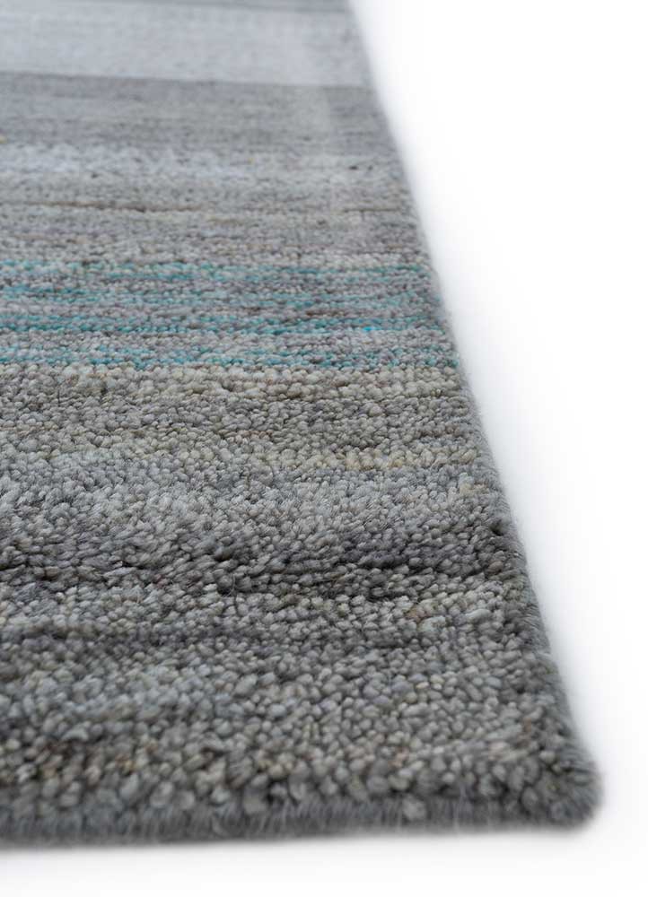 blythe blue wool hand knotted Rug - Corner