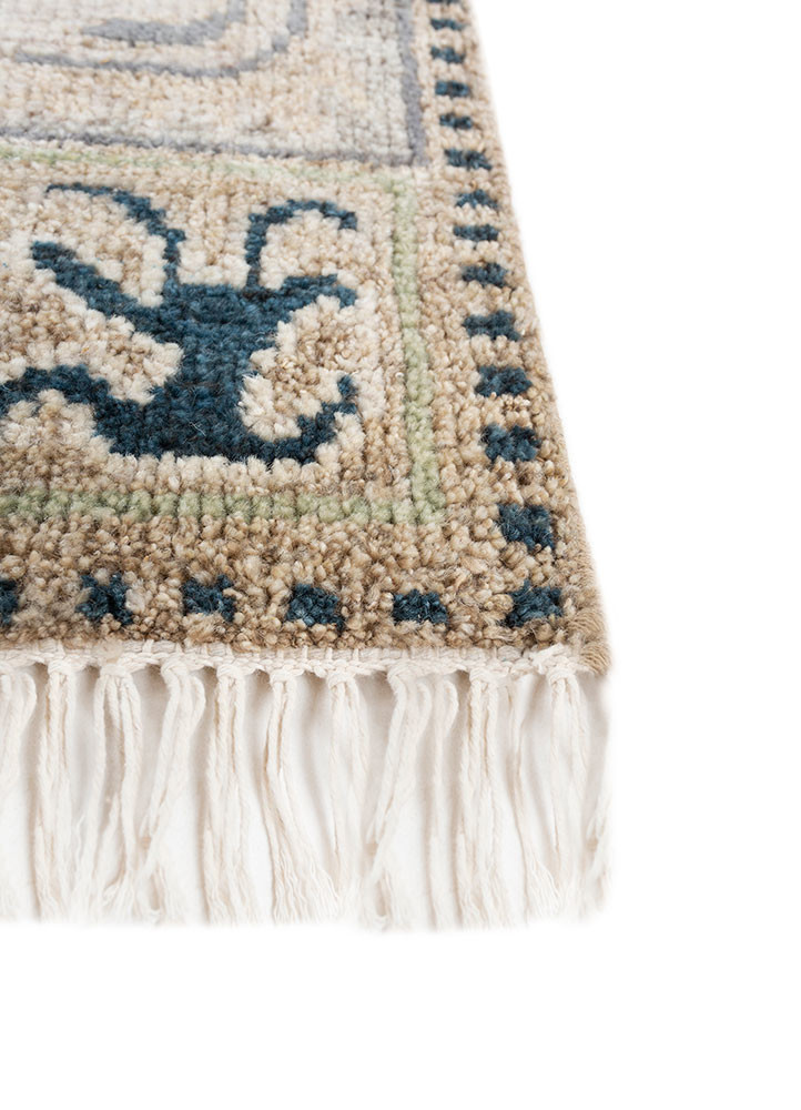 thyme blue wool hand knotted Rug - Corner thyme blue wool hand knotted Rug - Corner