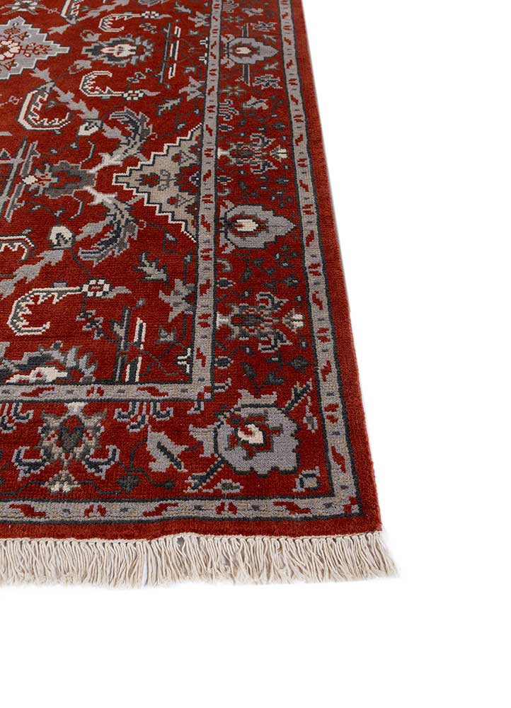 savana red and orange wool hand knotted Rug - Corner savana red and orange wool hand knotted Rug - Corner