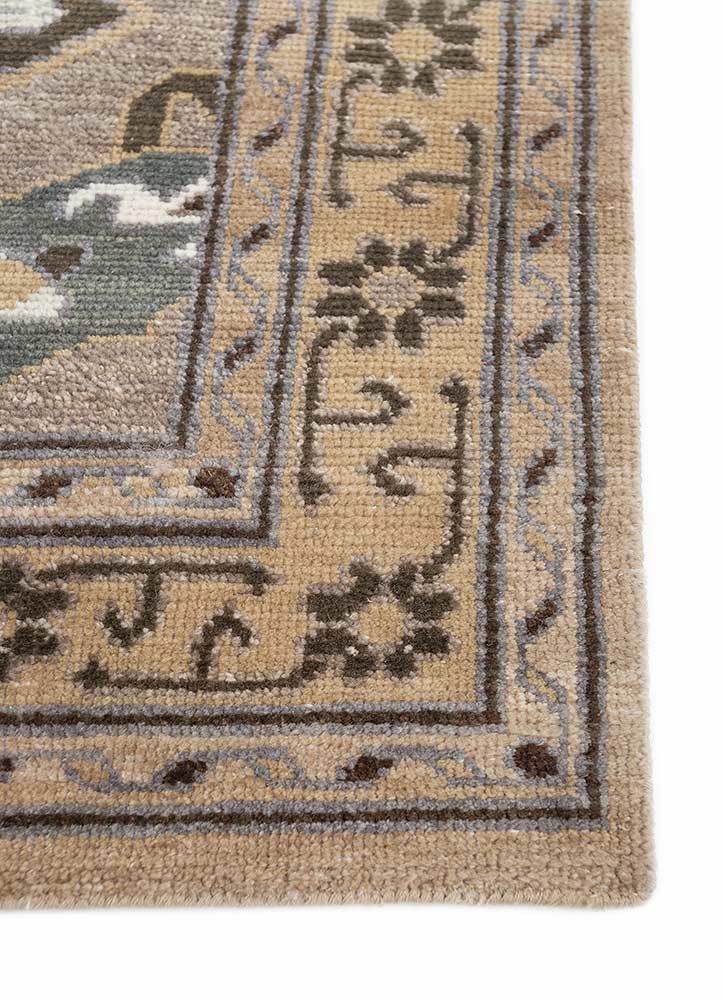 erbe beige and brown wool hand knotted Rug - Corner erbe beige and brown wool hand knotted Rug - Corner
