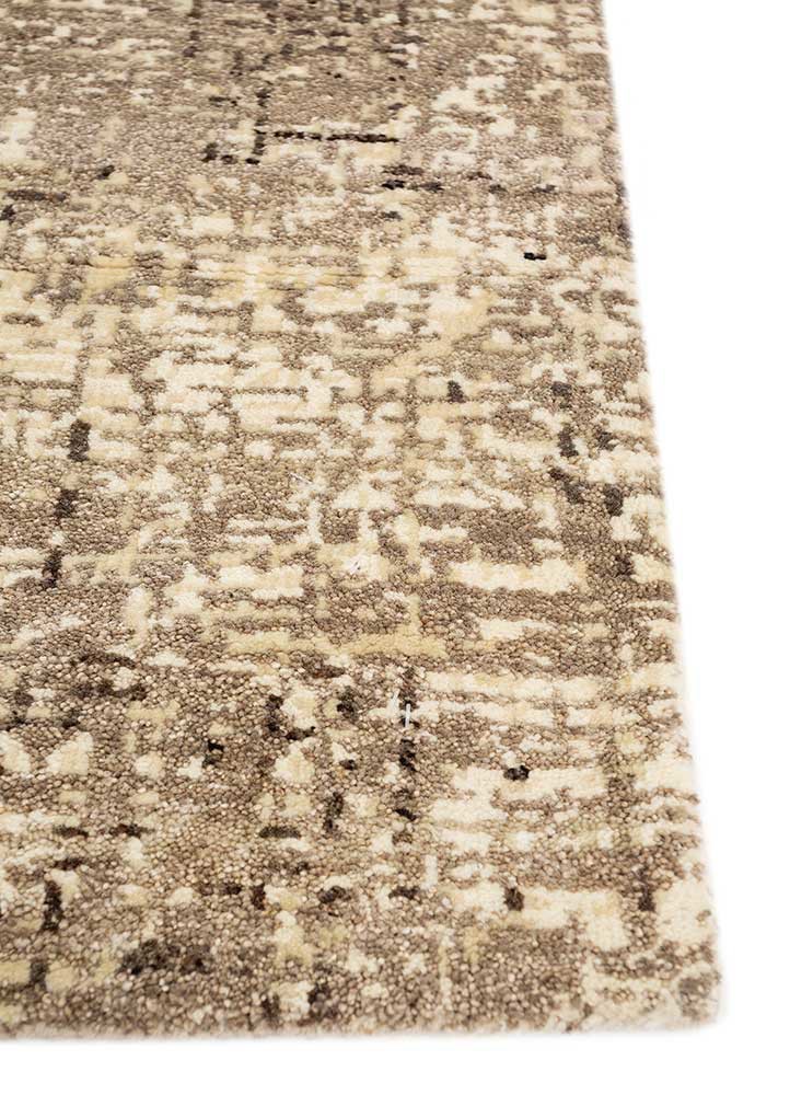 uvenuti beige and brown wool hand knotted Rug - Corner