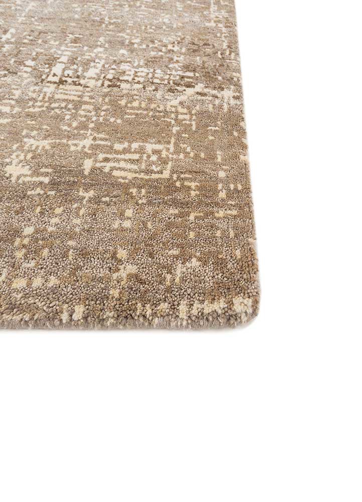 uvenuti beige and brown wool hand knotted Rug - Corner