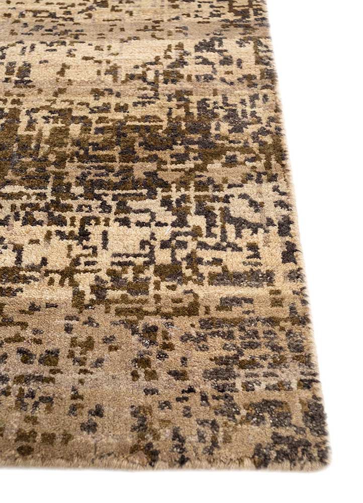 uvenuti beige and brown wool hand knotted Rug - Corner