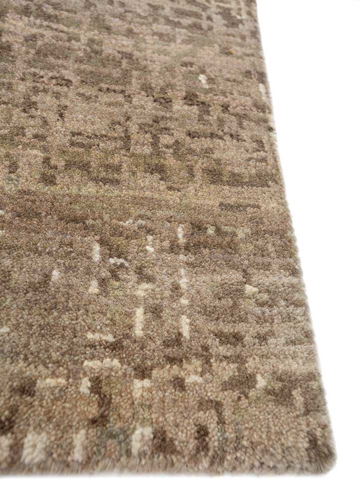 uvenuti beige and brown wool hand knotted Rug - Corner