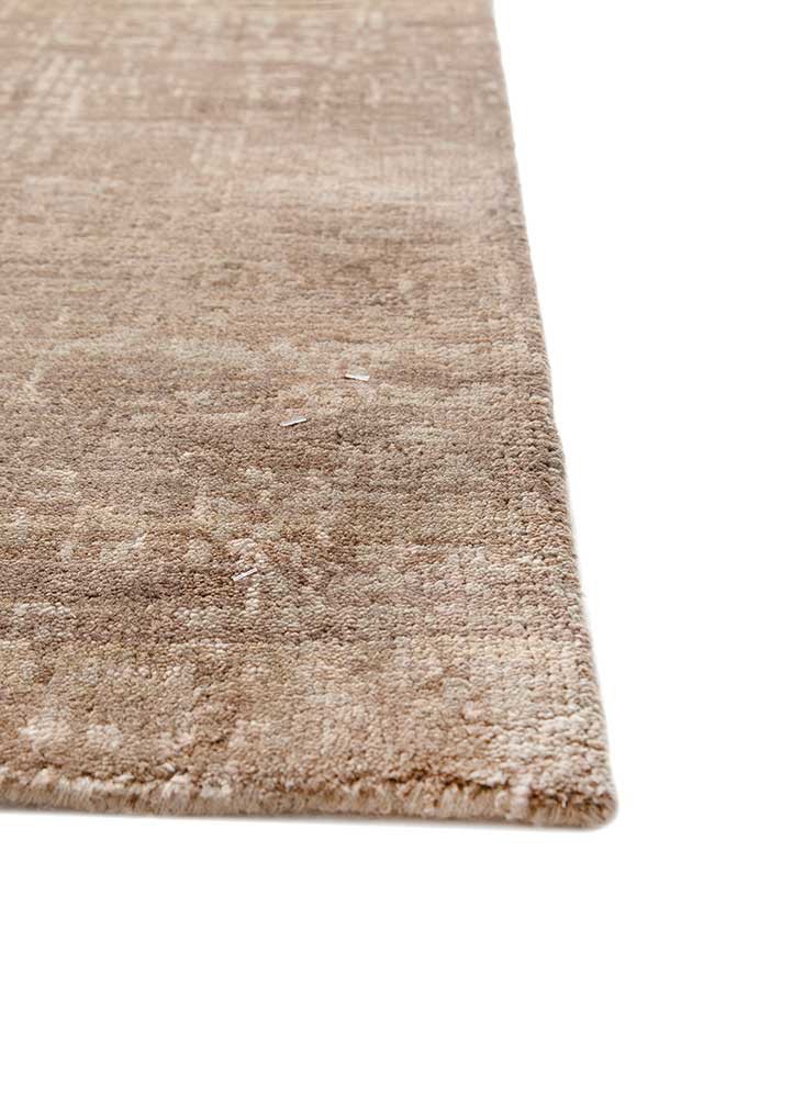 uvenuti beige and brown wool hand knotted Rug - Corner