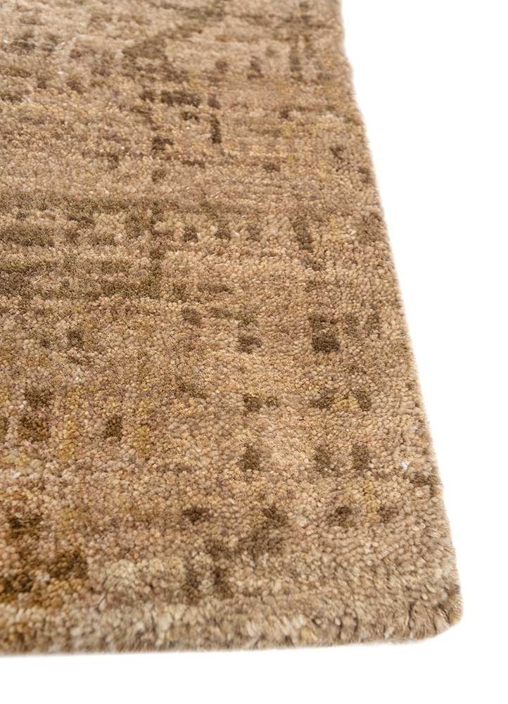 uvenuti beige and brown wool hand knotted Rug - Corner