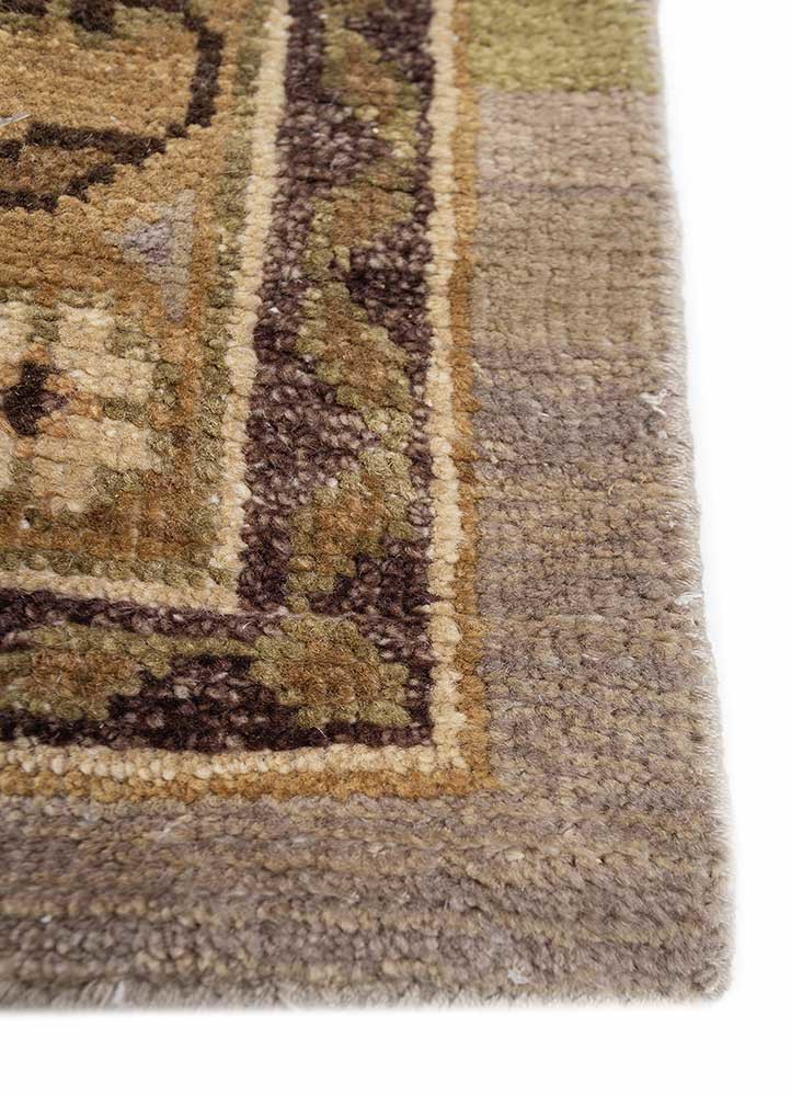 erbe beige and brown wool hand knotted Rug - Corner