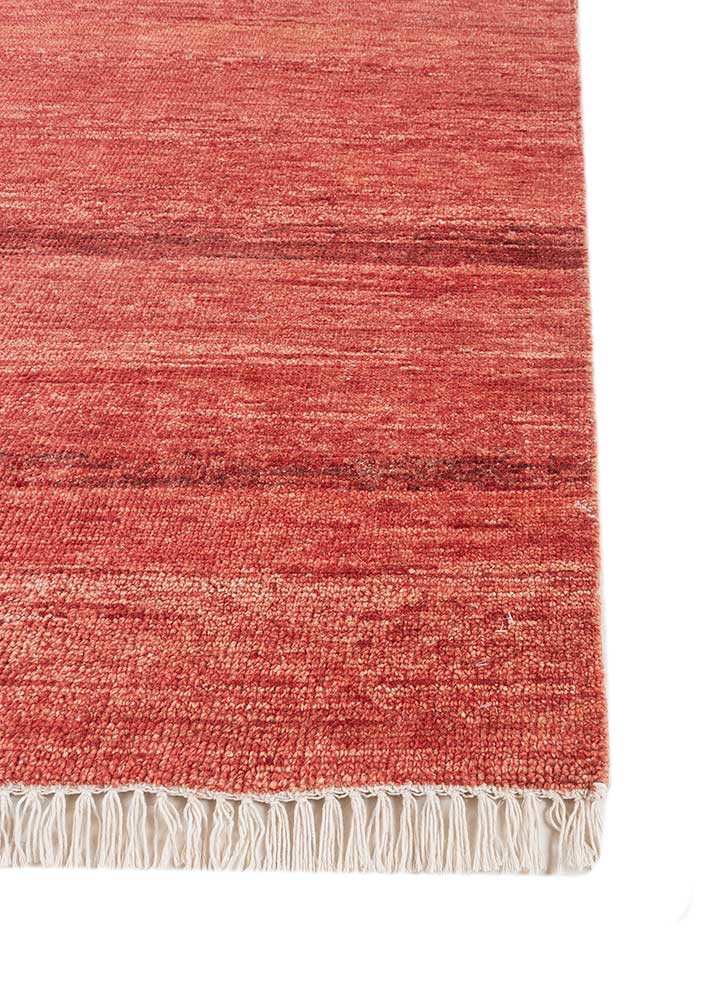 blythe red and orange afghan wool hand knotted Rug - Corner