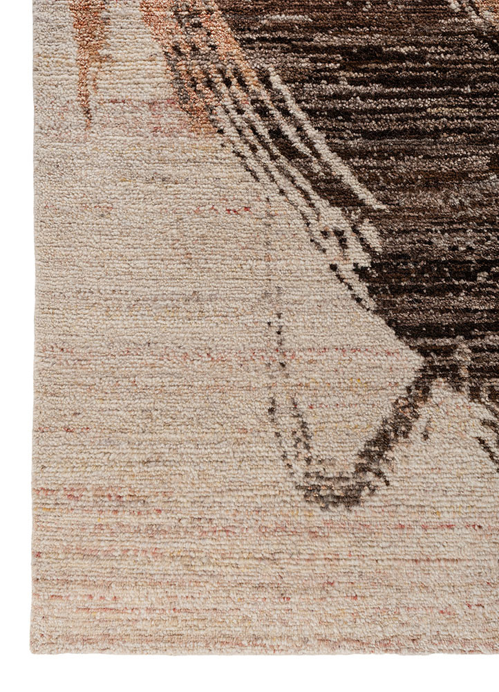 aprezo ivory wool hand knotted Rug - Corner