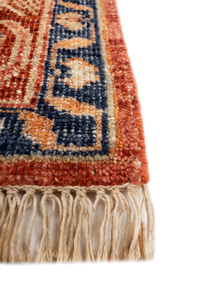 erbe blue wool hand knotted Rug - Corner
