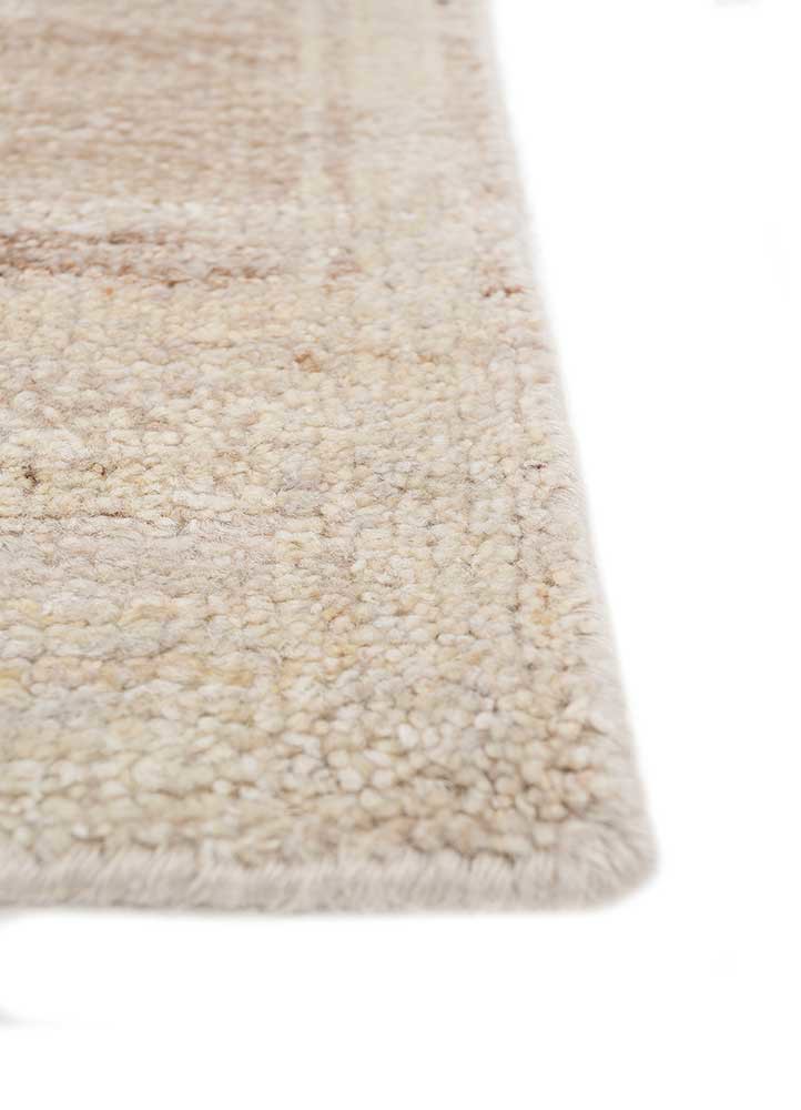thyme ivory wool hand knotted Rug - Corner