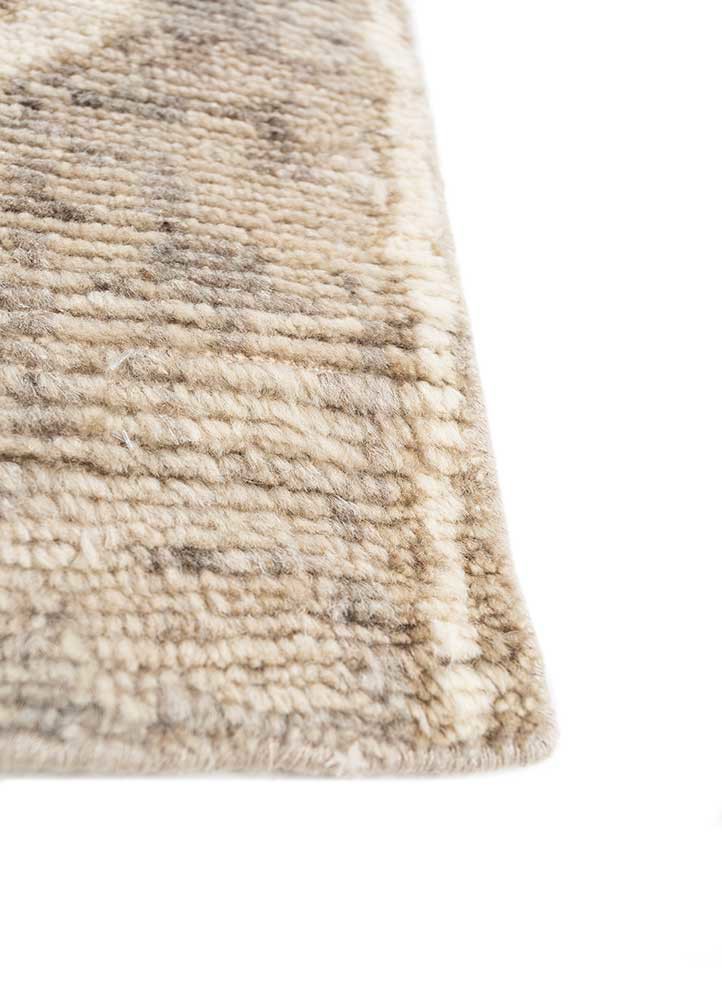 manifest beige and brown wool hand knotted Rug - Corner
