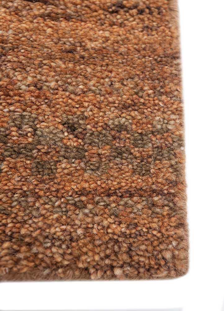hula red and orange wool hand knotted Rug - Corner