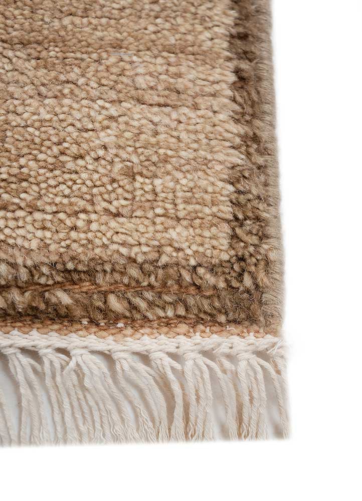 manifest beige and brown wool hand knotted Rug - Corner
