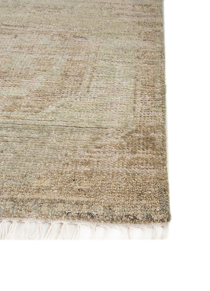 thyme green wool hand knotted Rug - Corner thyme green wool hand knotted Rug - Corner
