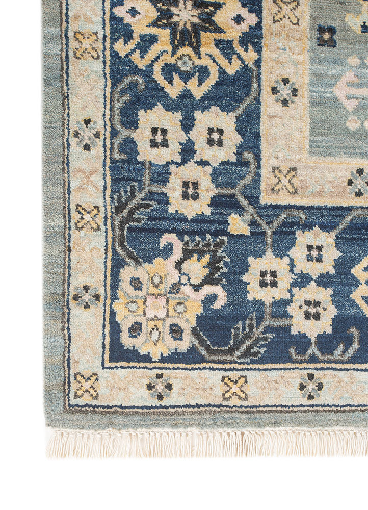 erbe blue wool hand knotted Rug - Corner erbe blue wool hand knotted Rug - Corner