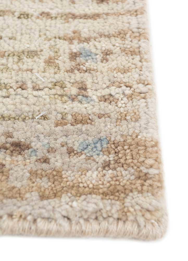 viscaya beige and brown wool hand knotted Rug - Corner