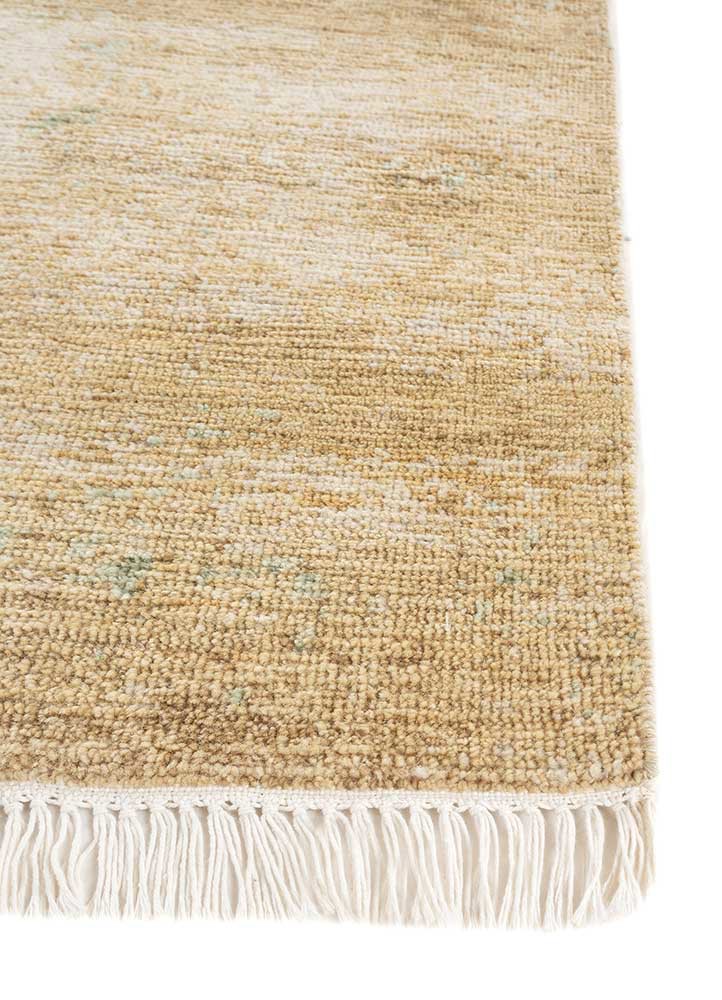 entropy gold wool hand knotted Rug - Corner