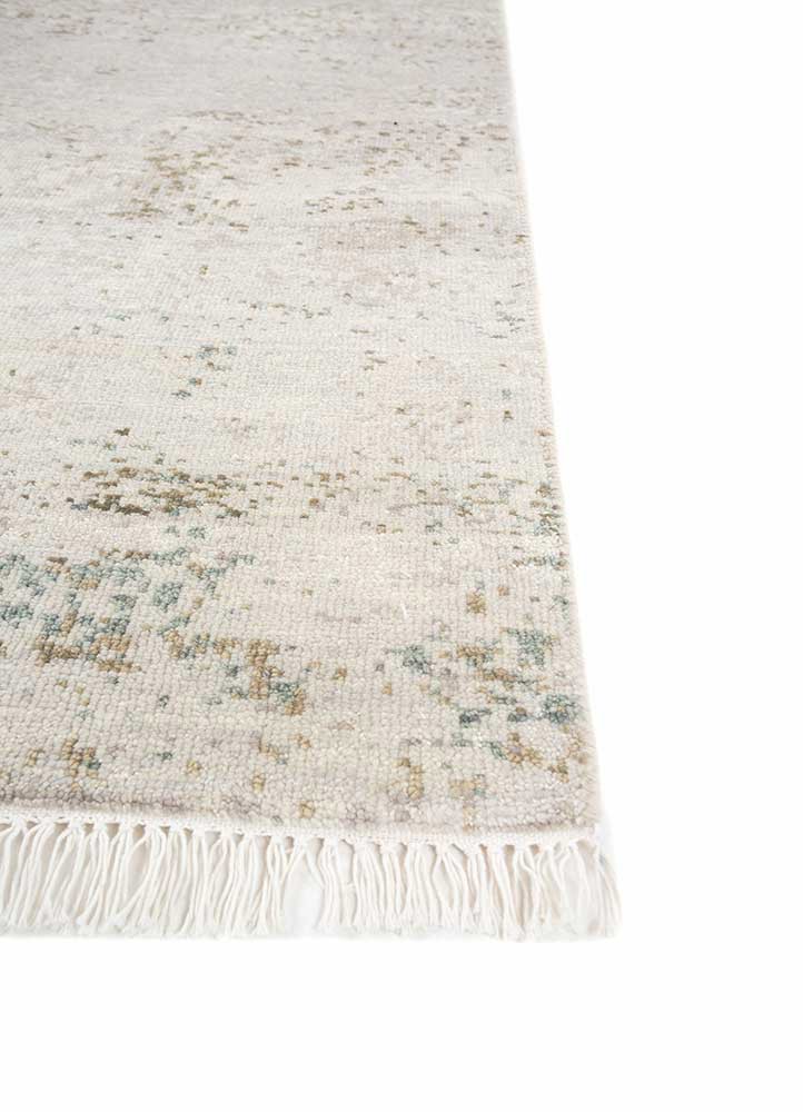 entropy ivory wool hand knotted Rug - Corner
