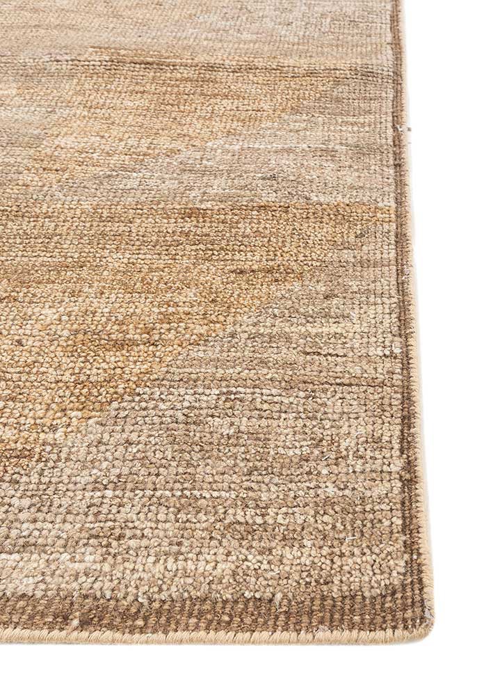 blythe beige and brown wool hand knotted Rug - Corner