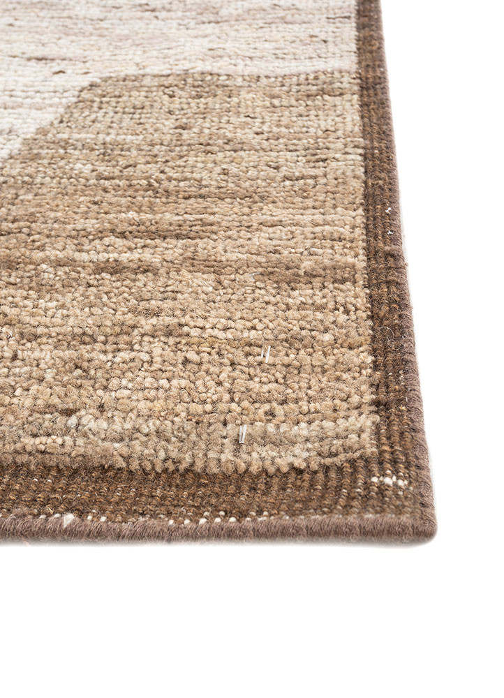 entropy beige and brown wool hand knotted Rug - Corner entropy beige and brown wool hand knotted Rug - Corner