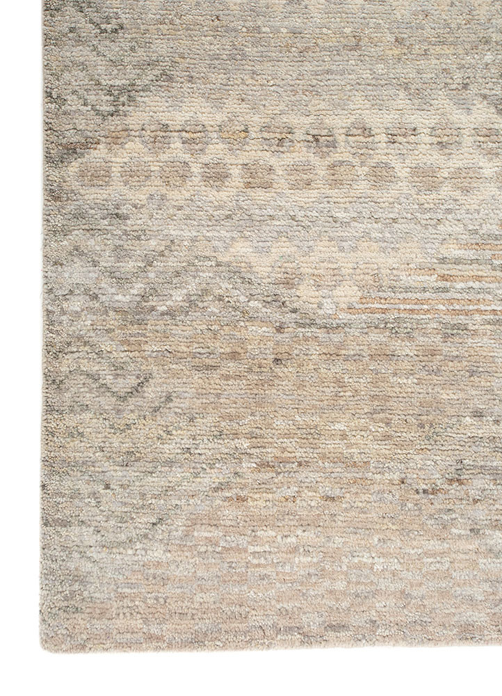 erbe beige and brown wool hand knotted Rug - Corner erbe beige and brown wool hand knotted Rug - Corner