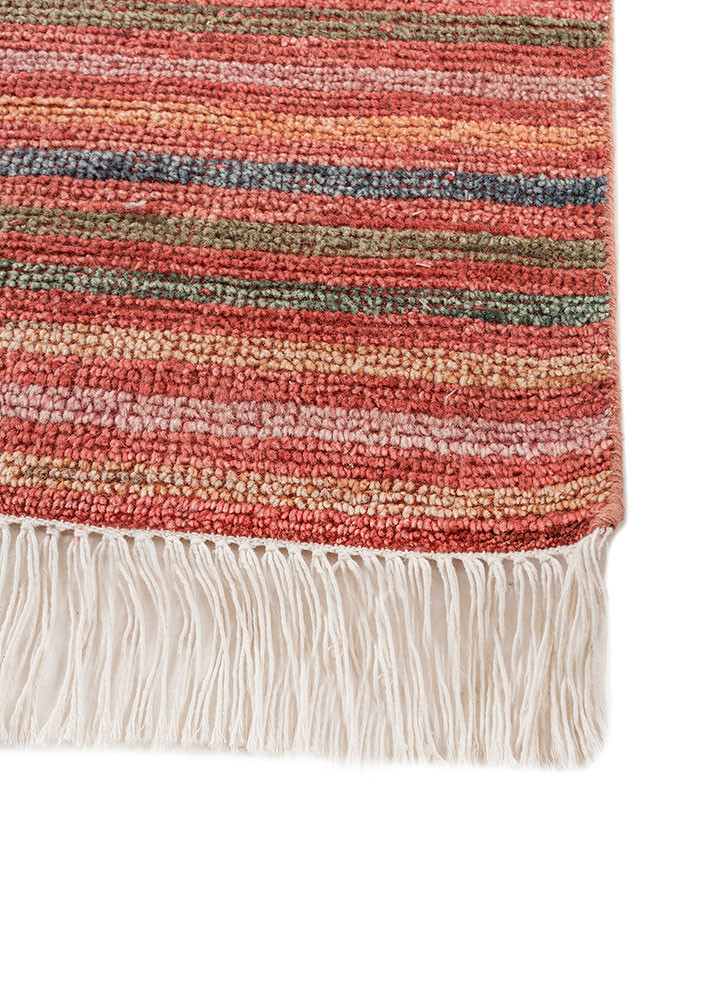 blythe red and orange wool hand knotted Rug - Corner
