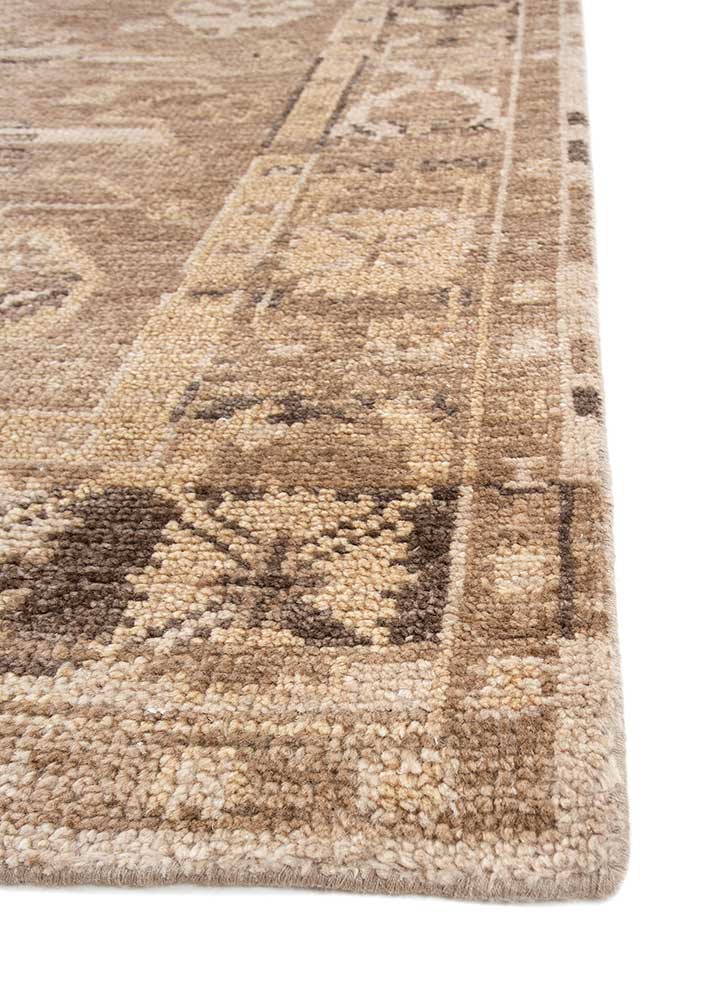 viscaya beige and brown wool hand knotted Rug - Corner