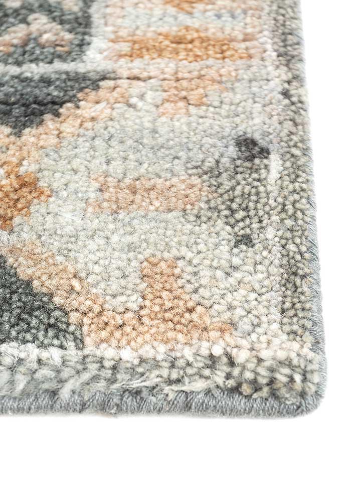 erbe green wool hand knotted Rug - Corner erbe green wool hand knotted Rug - Corner