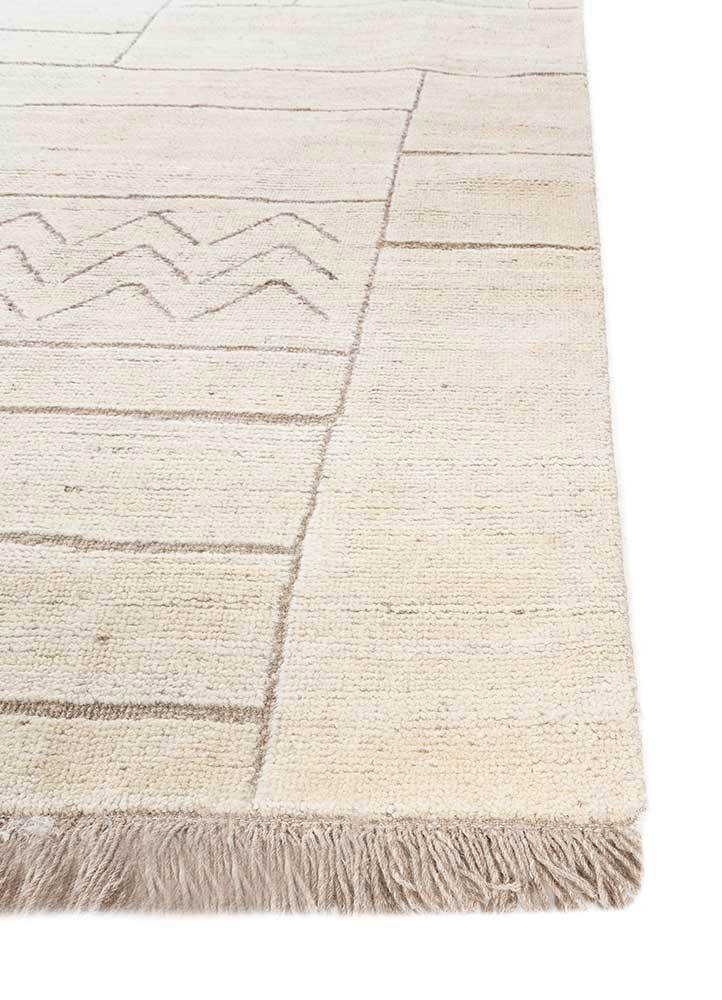 thyme ivory wool hand knotted Rug - Corner