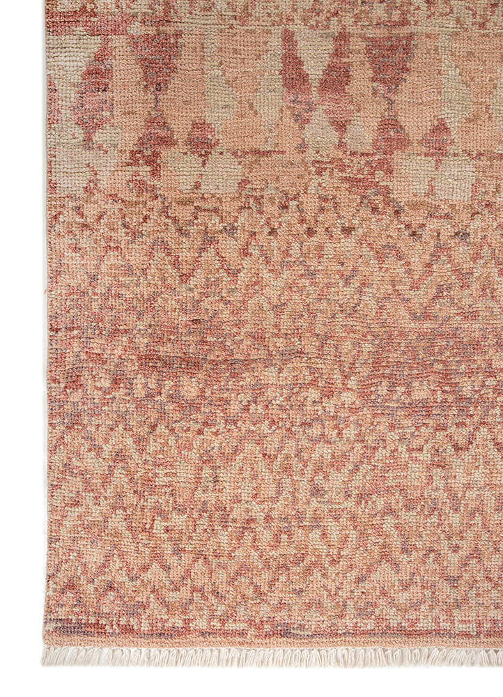 thyme red and orange wool hand knotted Rug - Corner