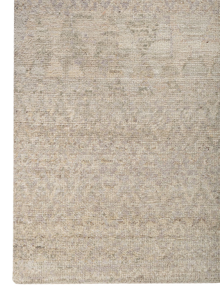 thyme ivory wool hand knotted Rug - Corner