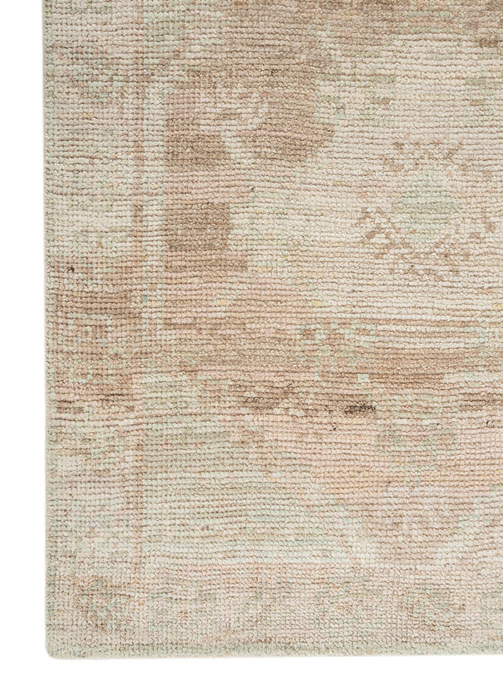 thyme beige and brown wool hand knotted Rug - Corner thyme beige and brown wool hand knotted Rug - Corner