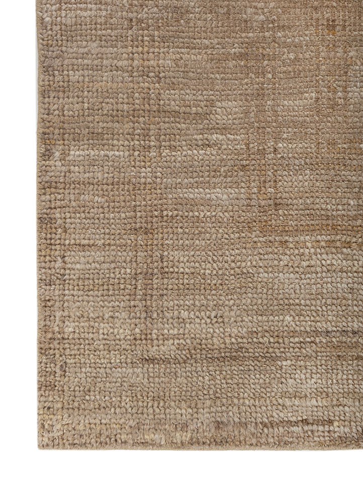 thyme beige and brown wool hand knotted Rug - Corner
