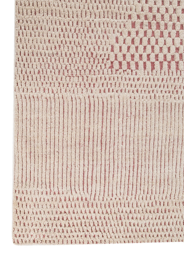 entropy red and orange wool hand knotted Rug - Corner