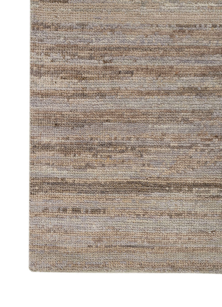 entropy ivory wool hand knotted Rug - Corner
