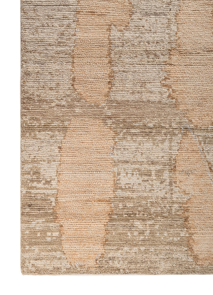 entropy beige and brown wool hand knotted Rug - Corner