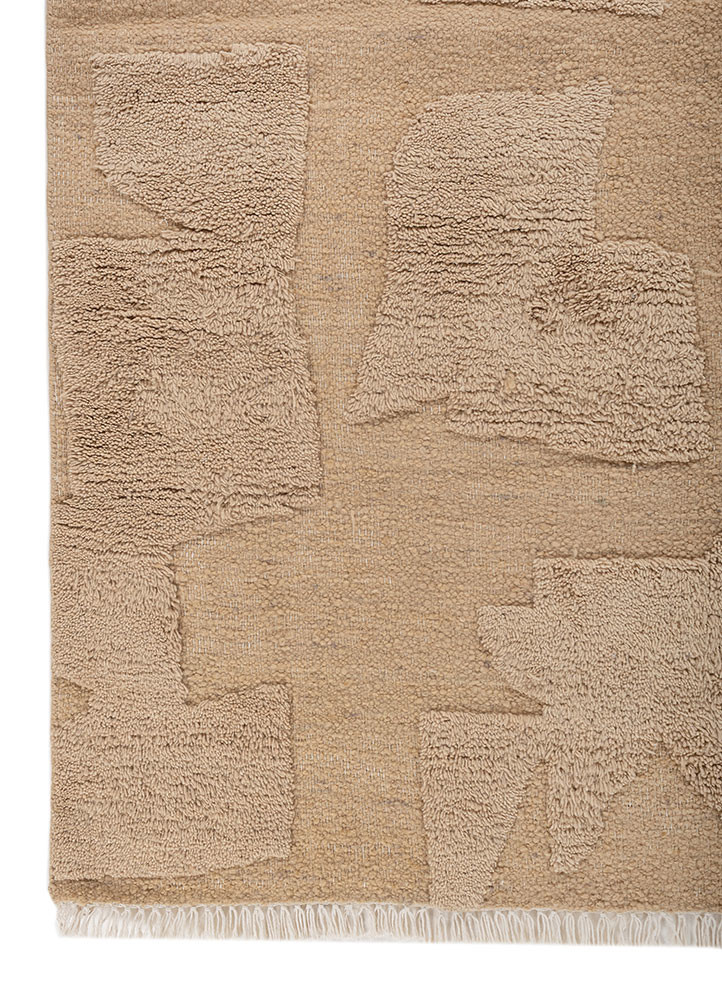 aprezo beige and brown wool hand knotted Rug - Corner