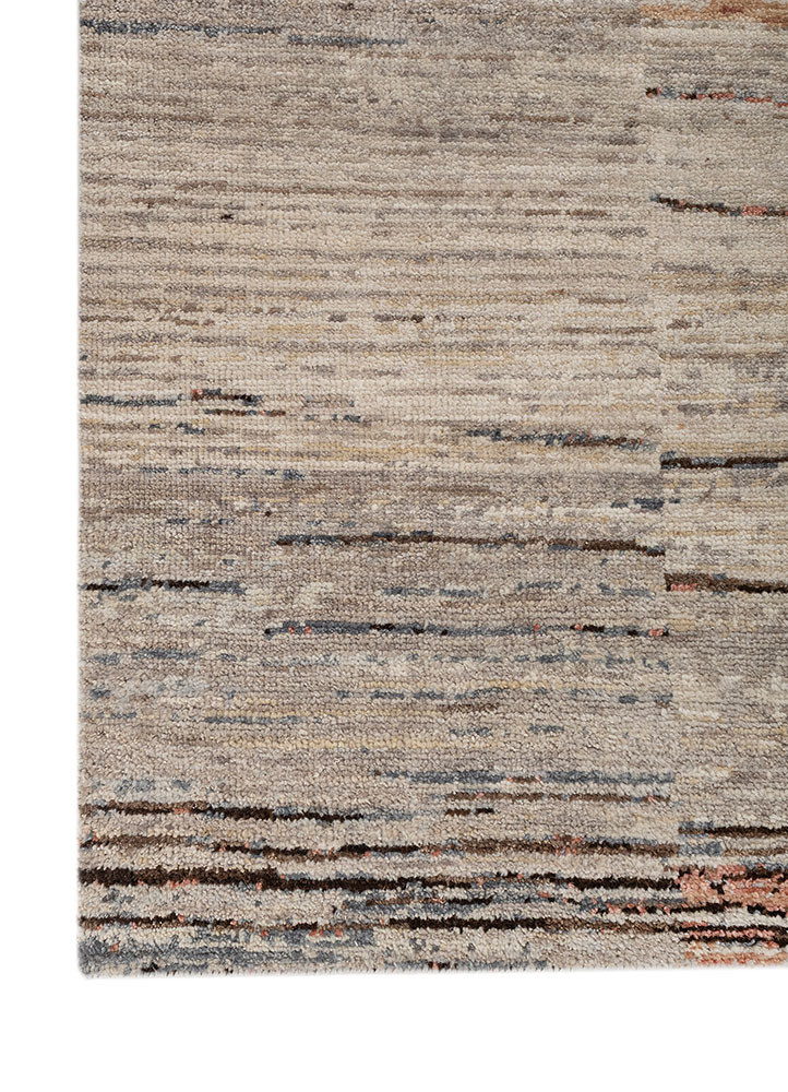 aprezo ivory wool hand knotted Rug - Corner