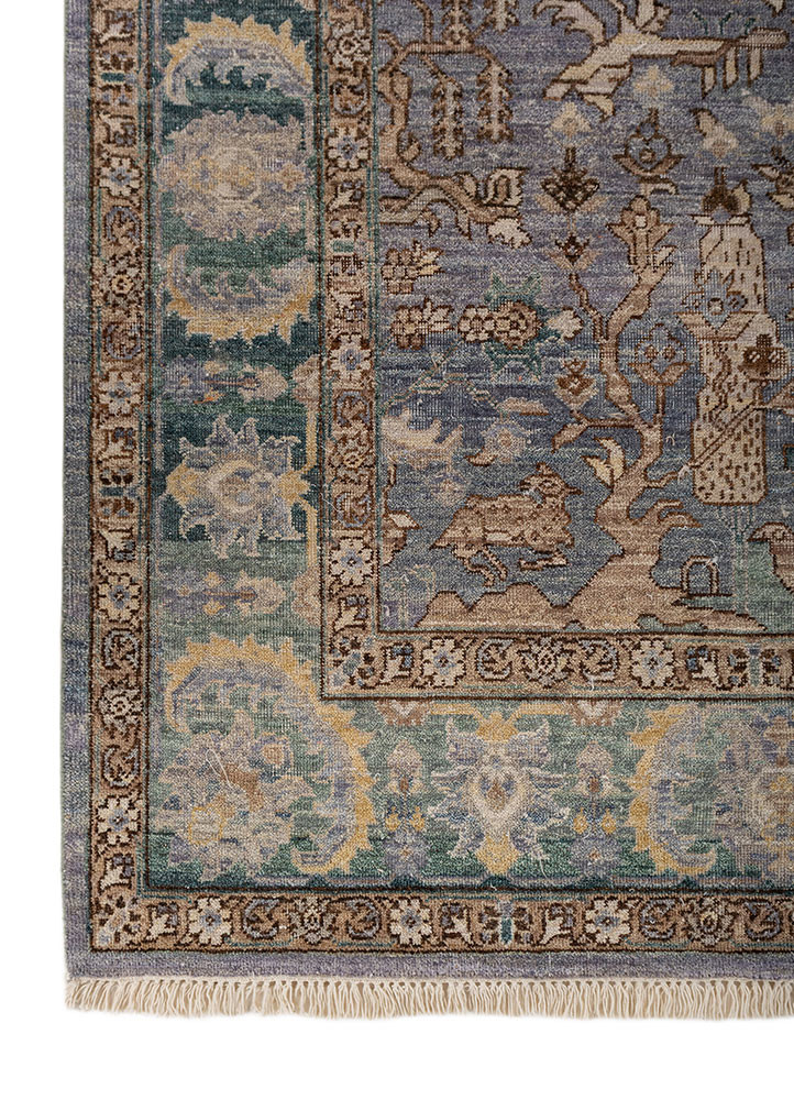 someplace in time blue afghan wool hand knotted Rug - Corner someplace in time blue afghan wool hand knotted Rug - Corner