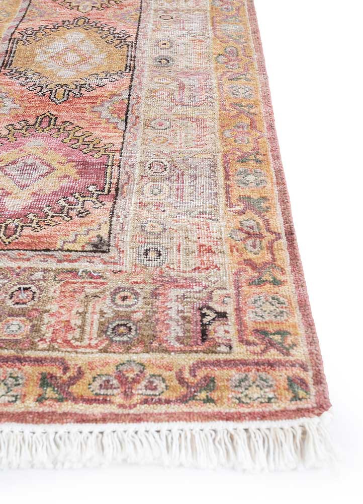 erbe red and orange afghan wool hand knotted Rug - Corner