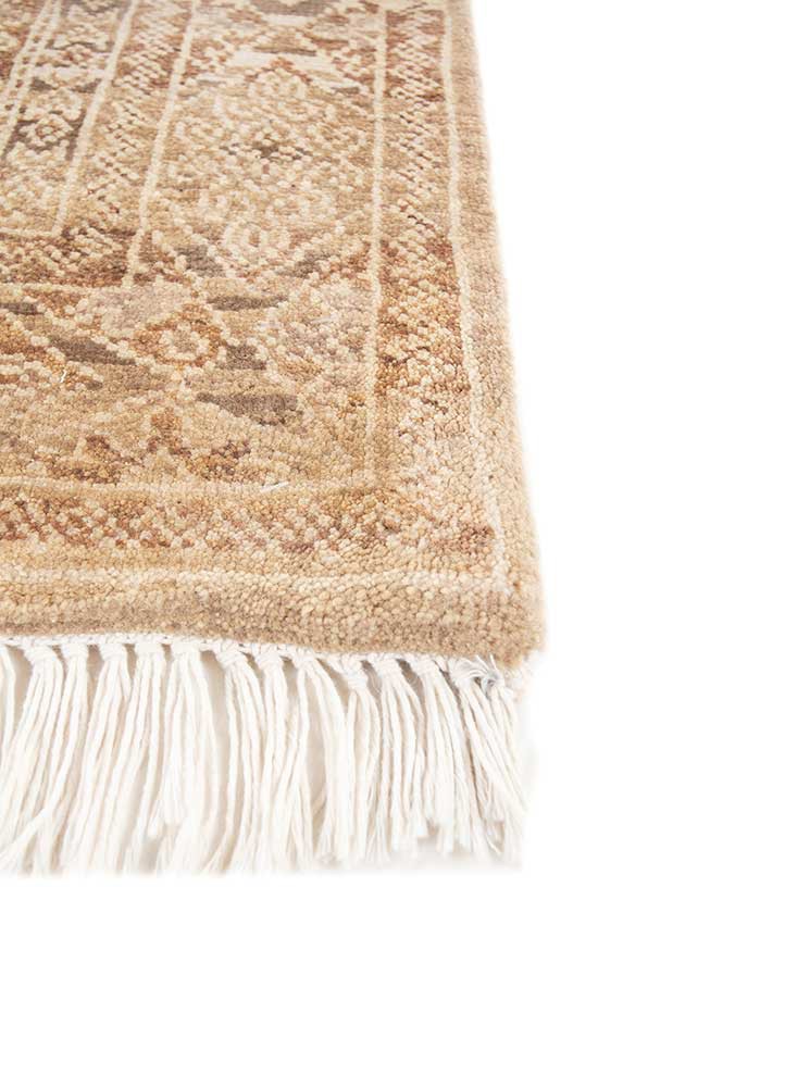 viscaya beige and brown wool hand knotted Rug - Corner