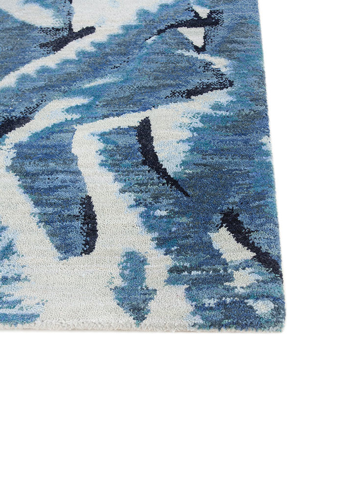 aprezo blue wool hand knotted Rug - Corner aprezo blue wool hand knotted Rug - Corner