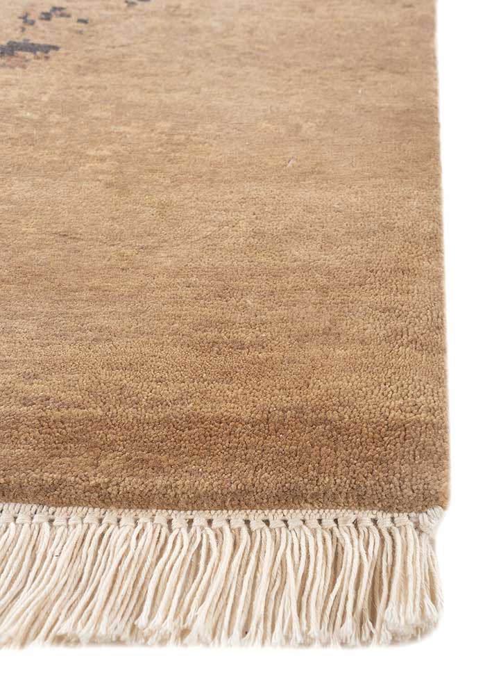 far east beige and brown wool hand knotted Rug - Corner