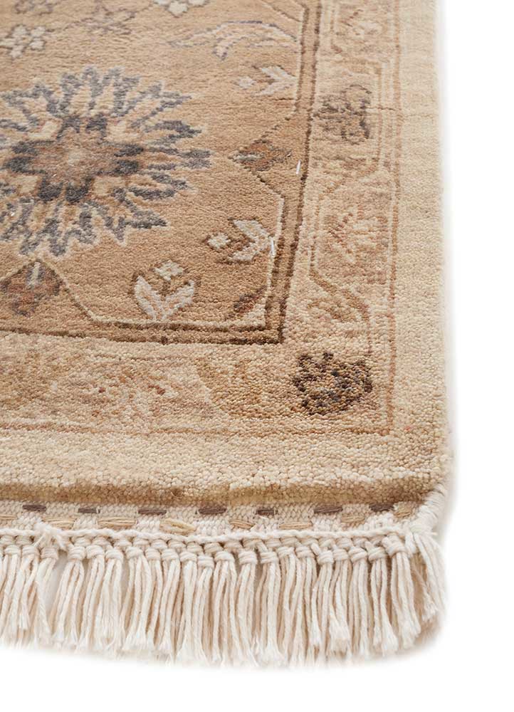 far east beige and brown wool hand knotted Rug - Corner far east beige and brown wool hand knotted Rug - Corner
