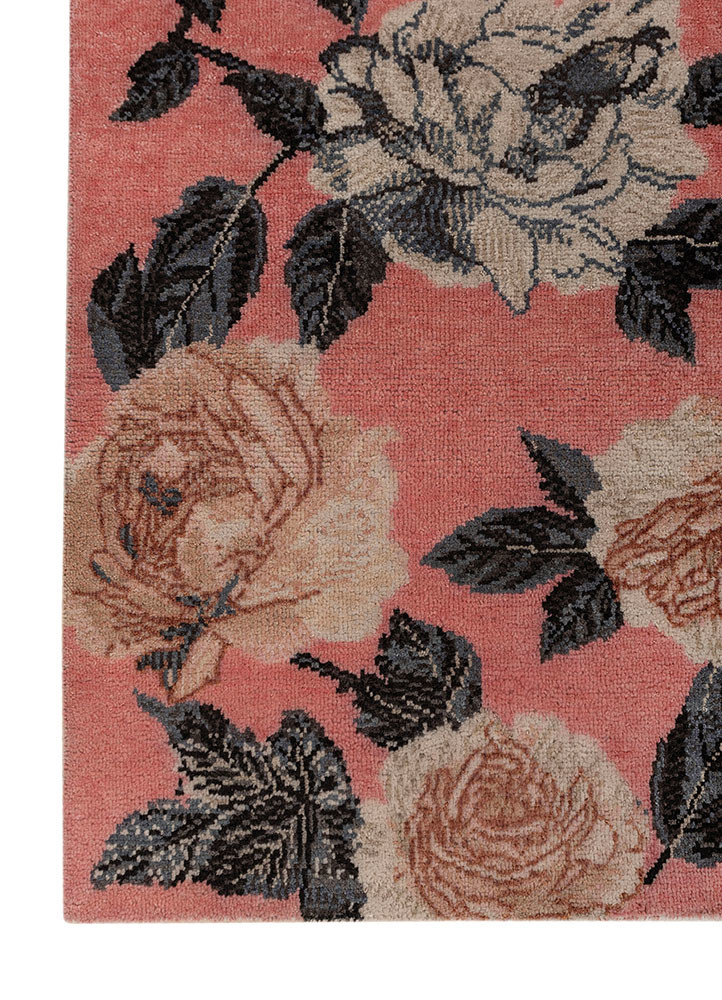 aprezo pink wool hand knotted Rug - Corner aprezo pink wool hand knotted Rug - Corner