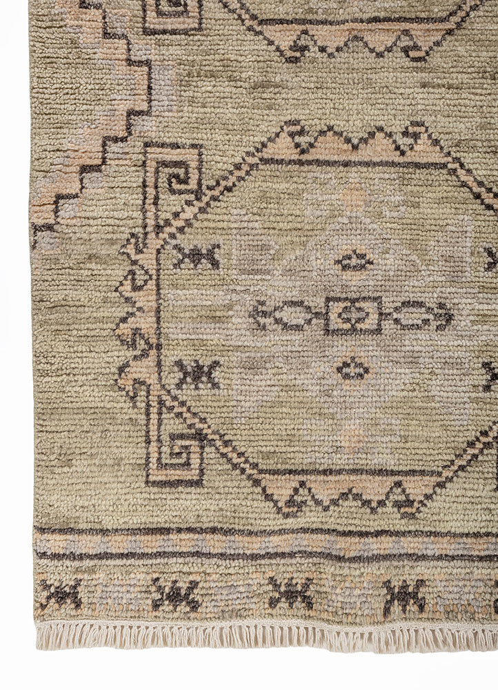 thyme green wool hand knotted Rug - Corner thyme green wool hand knotted Rug - Corner