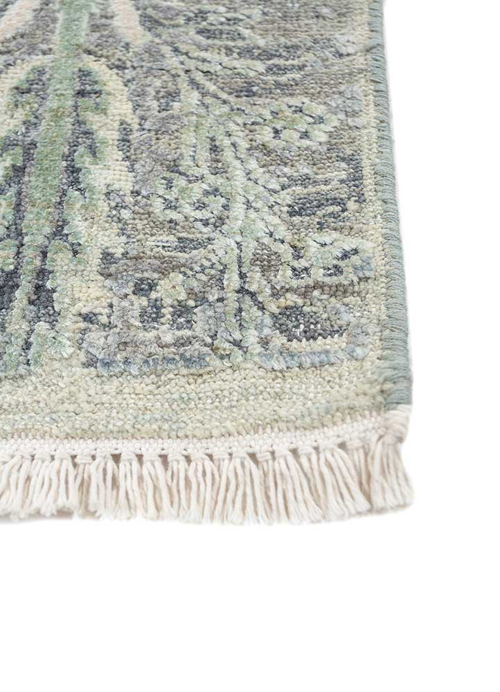 far east blue wool and silk hand knotted Rug - Corner far east blue wool and silk hand knotted Rug - Corner