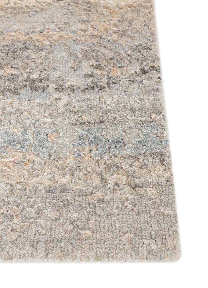 entropy ivory wool and silk hand knotted Rug - Corner entropy ivory wool and silk hand knotted Rug - Corner
